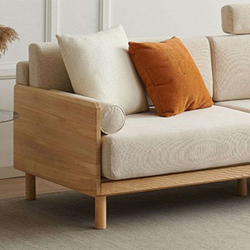 Linen Modern Square Arm Sofa Standard Wooden Sofa for Living Room, Apartment