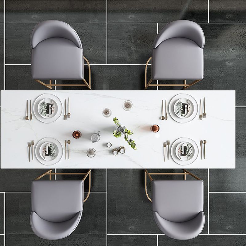 Rectangle Bar Table Contemporary Bar Dining Table with 4 Gold Legs