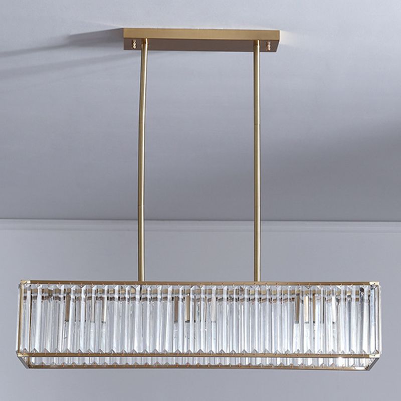 Modern Style Rectangle Shape Island Lights Crystal 3/4 Lights Pendant Light in Gold