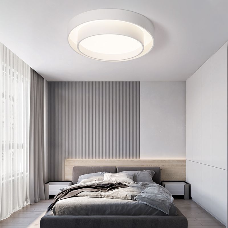 Modern Artistic LED Ceiling Fixture Wrought Iron Circular Flush Mount with Acrylic Shade