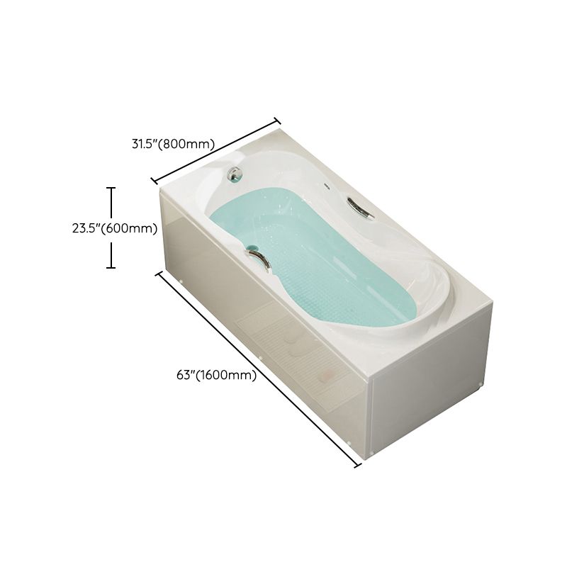 Freestanding Acrylic Bathtub Soaking White Square Modern Back to Wall Bathtub