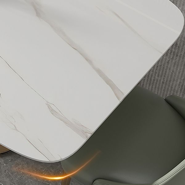 Mesa de comedor rectangular de lujo tradicional Mesa de cena de piedra con base de pedestal