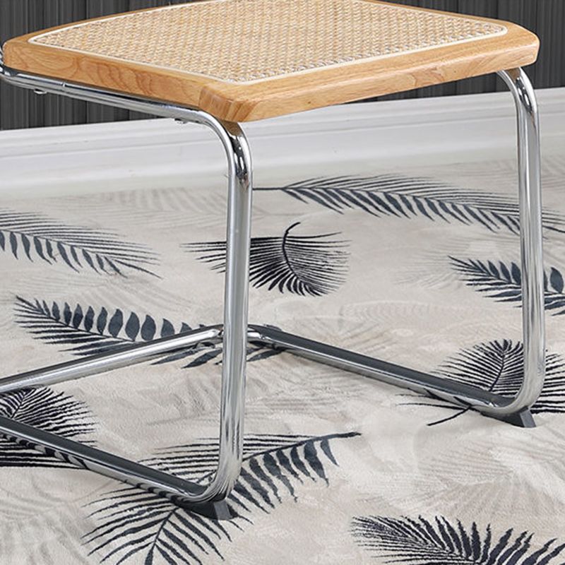 Metal Side Chair Modern Style Open Back Armless Chair with Silver Leg