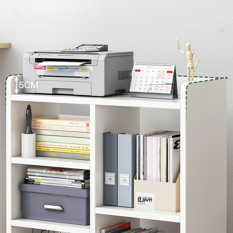 Modern Style Bookshelf Wooden Shelf Bookcase with Caster Wheels