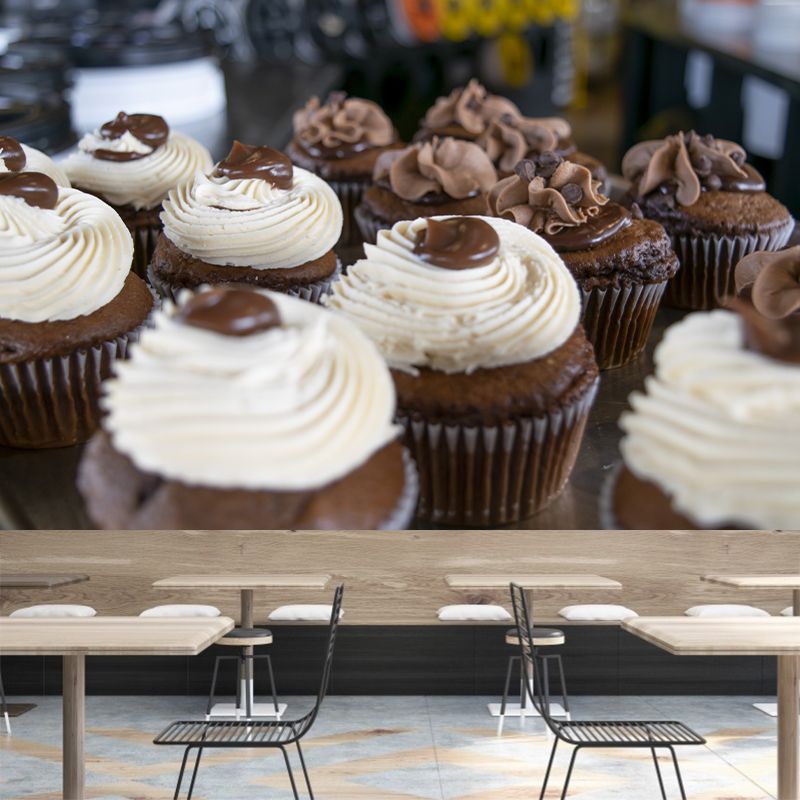 Cup Cake Wall Covering Mural Commercial Moisture Resistant Wall Decor, Custom Size