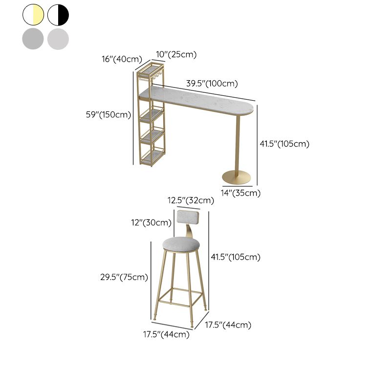 Modern 1/3 Pieces Bar Table Set Stone Counter Table with High Stools for Cafe Living Room