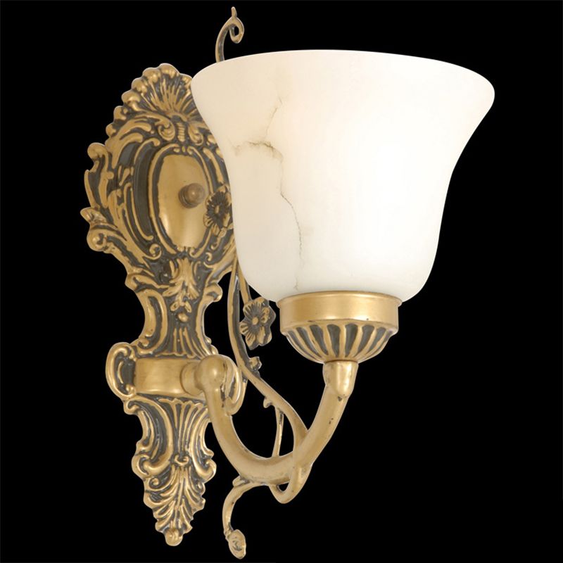1 Bulb Cream Glass Wall Light Vintage White Floral Kitchen Wall Mount Lighting Fixture