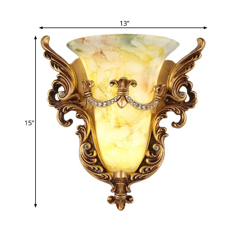 Retro Engel Flügelwandmontierte Lampe Einer Harz Gold Finish Leuchte Leuchte