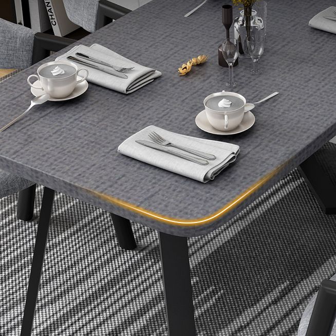 Metal Industrial Rectangle Dining Table Grey Wood Top Table with Sled Base