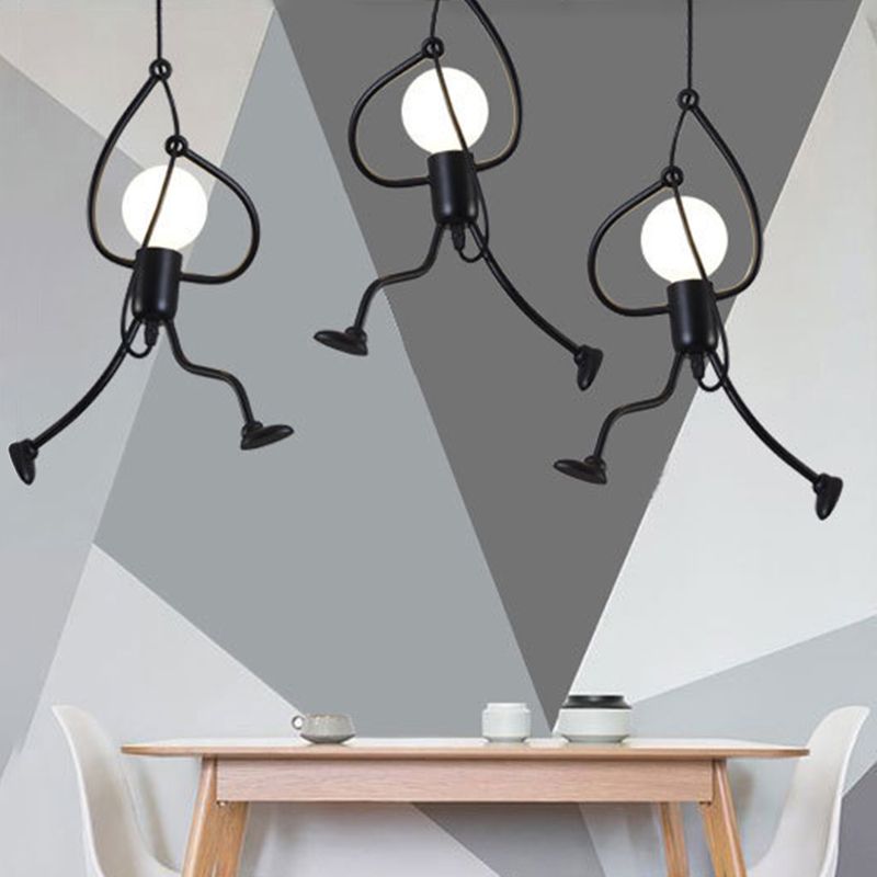 1-Light Pendant Ceiling Lights Industrial Metal Multi Pendant Light Fitting in Black