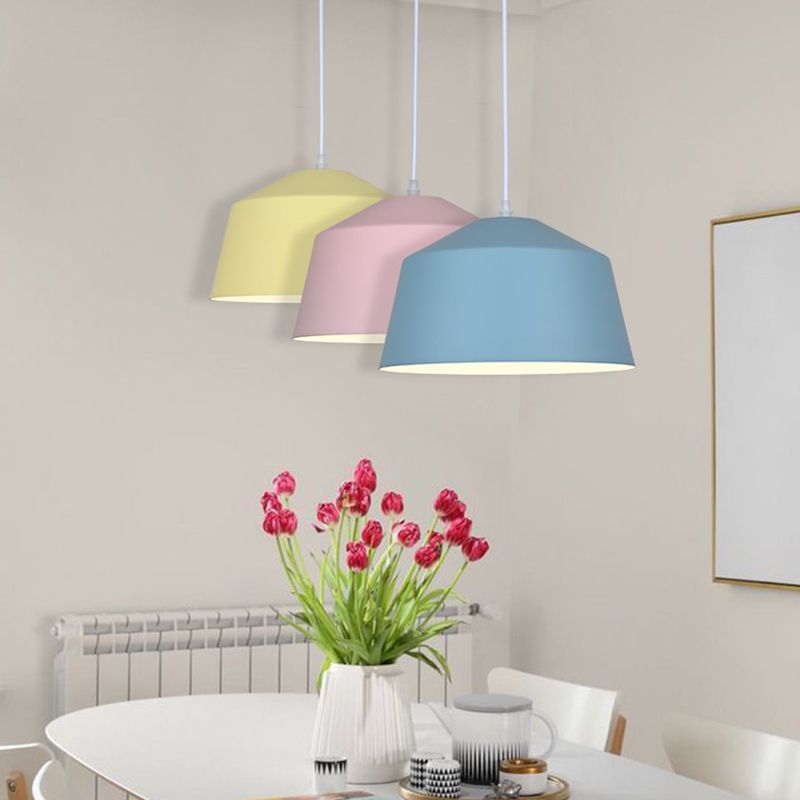 Bowl Shape Hanging Lighting Modern Macaron Style Metal 1 Pendre clair pour l'hôtel