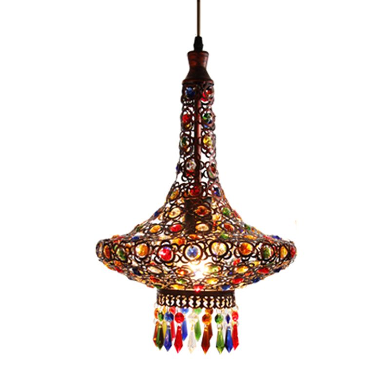 Teardrop Metal Hanging Pendant Bohemian 1 Head Kitchen Suspension Lamp in Copper
