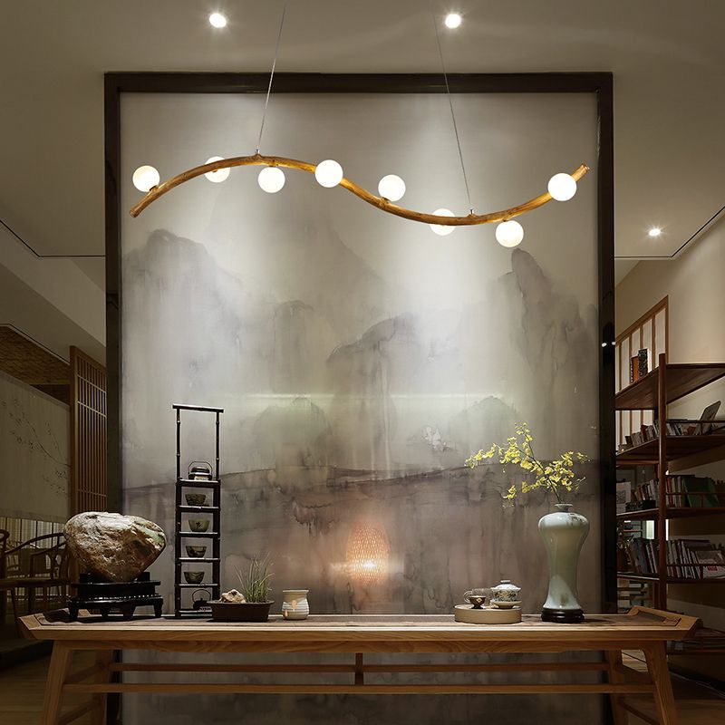 Simple Chandelier Glass Six Head Pendant Lighting Fixtures for Dining-table