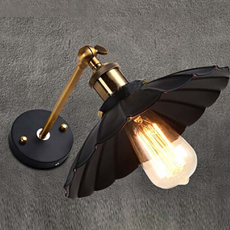 Metal Geometric Shape Wall Lights Industrial 1-Light Wall Light Sconce in Black