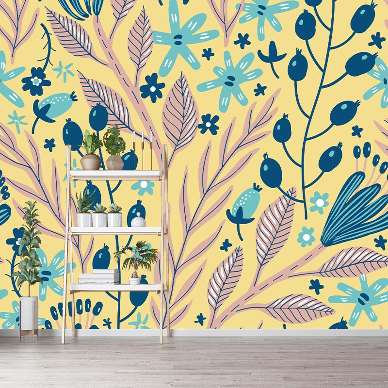 Illustration Stain Resistant Wallpaper Plant Decoration Living Room Wall Mural