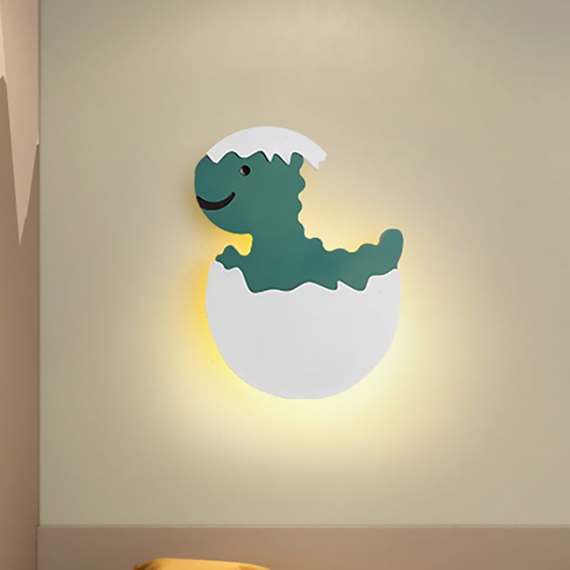Eggette/Dinosaurier Wandbeleuchtung Cartoon Acryl LED Grüne/gelbe Wandleuchte in Weiß/warmes Licht für Kinder Bett