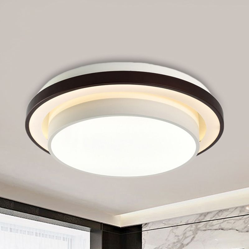 19.5"/31.5" Dia Round Iron Flush Light Contemporary LED Black and White Ceiling Lamp with Acrylic Diffuser in Third Gear