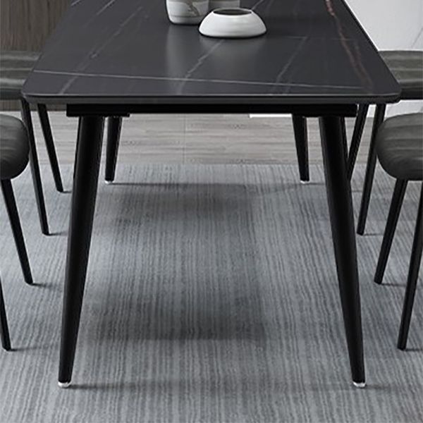 Contemporary Rectangle Dining Table Sintered Stone Dining Table in Black