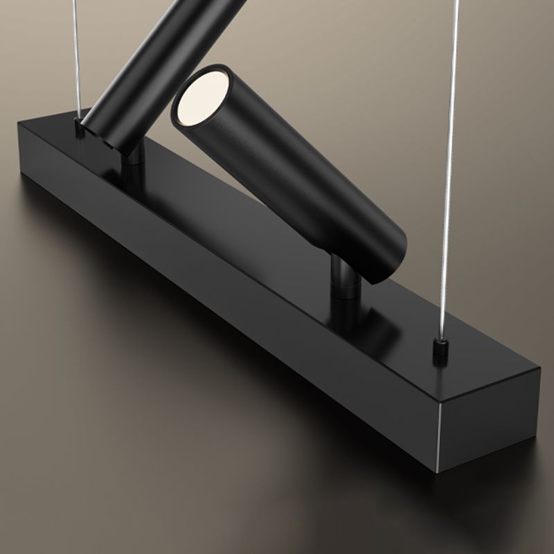 Linear Shape Island Lighting Ideas Contemporary Style Metal Island Pendants in Black