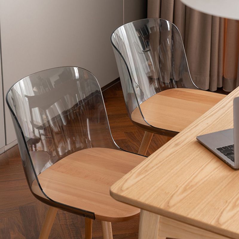 Contemporary Style Acrylic Low Back Wooden Legs Dining Chairs
