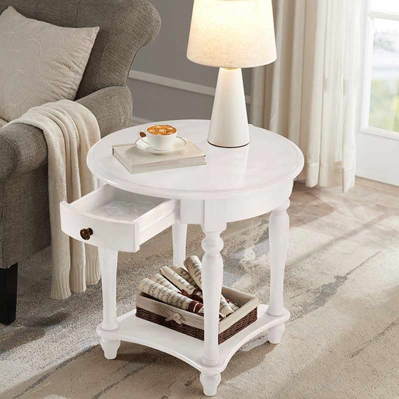 60CM Tall Wood Storage Sled End Table Double Tier Side Table for Bedroom