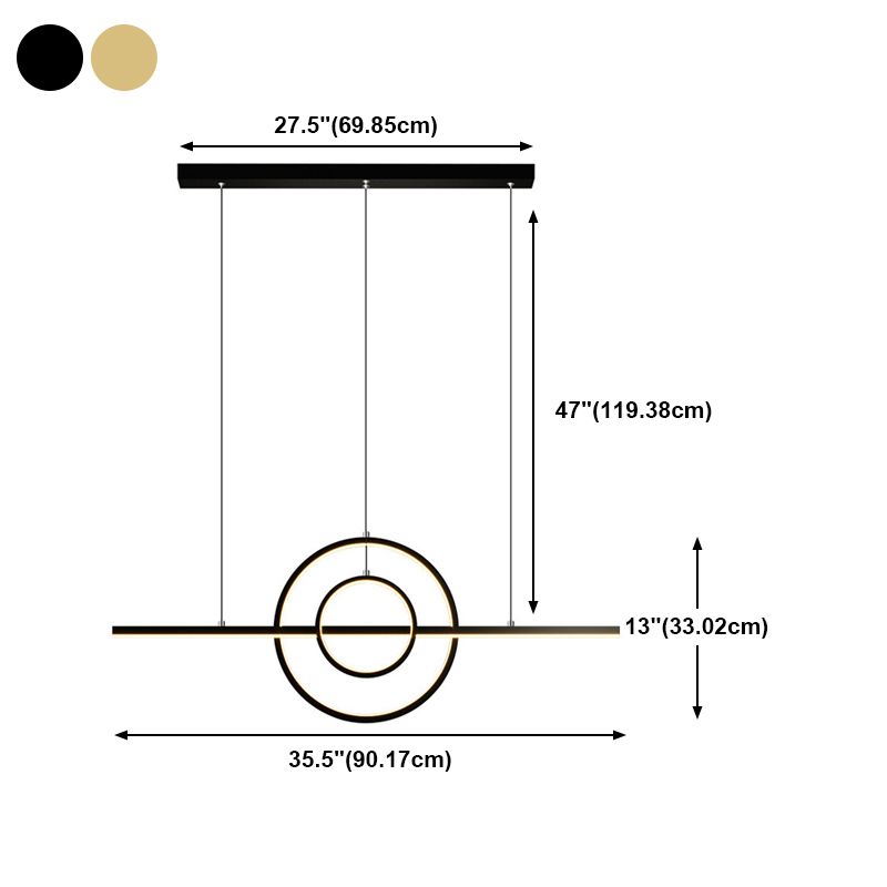 3-Lights Geometric Island Light Modern Metal LED Island Pendant for Living Room