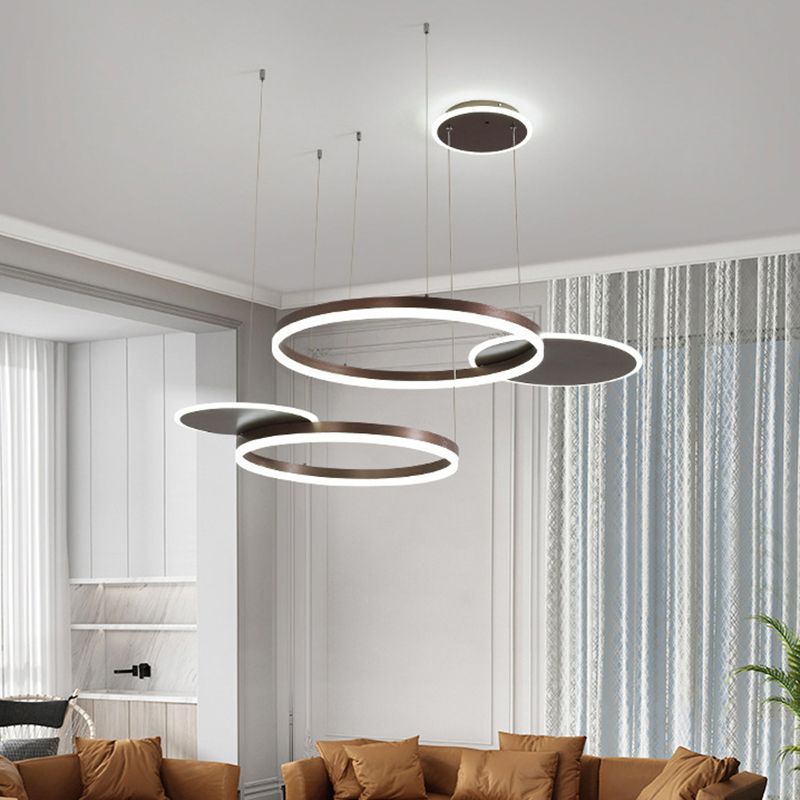 Simplicity LED Chandelier Pendant Circular Metal Suspension Light for Living Room