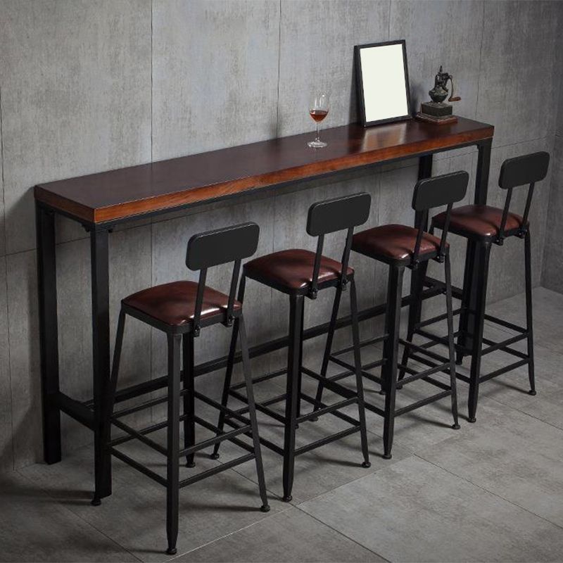 Industrial Bar Table Solid Wood Rectangle Pub Table for Outdoor Breakroom