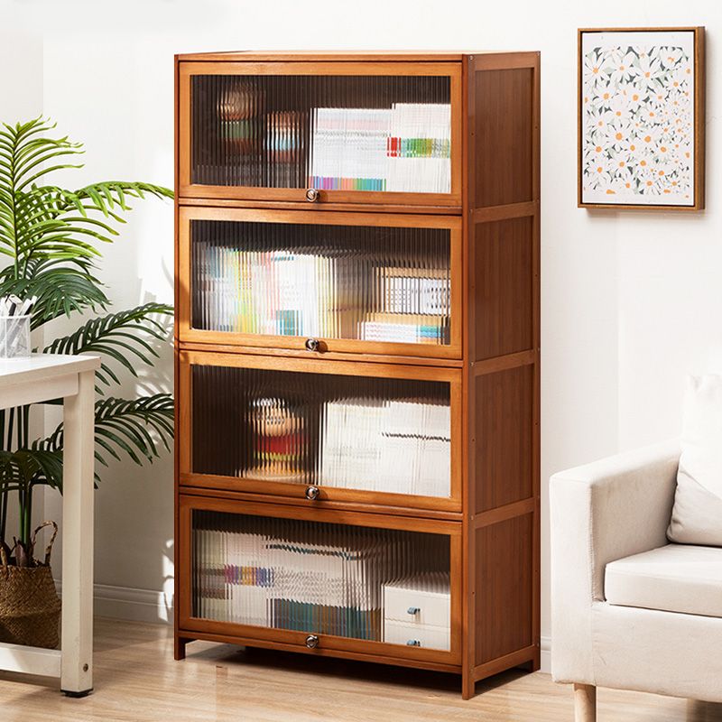 Contemporary Brown Accent Cabinet with Acrylic Doors Rectangle Cabinet