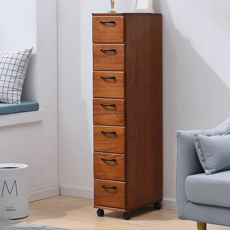 16.53" Wide Accent Chest with Drawers Solid Wood Chest with Wheels