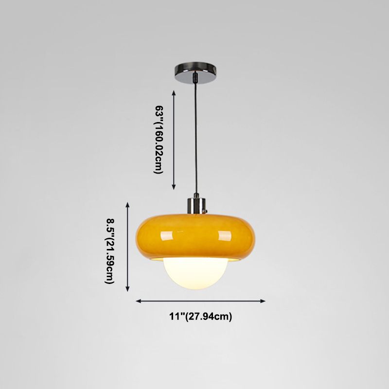 Style moderne verre blanc suspendu 1 tête de salle à manger pendante lumière en jaune