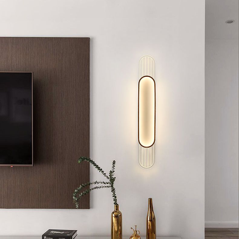 Houten eigentijdse muur sconce 1-licht ovale wand gemonteerde verlichting voor slaapkamer