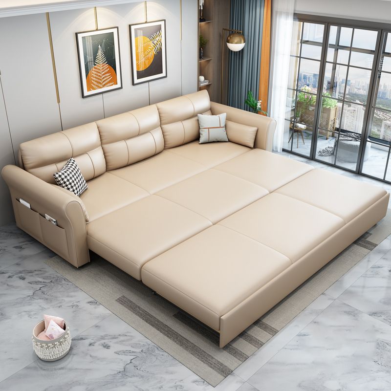 Modern Sleeper Sofa Flared Arms Futon Sleeper Sofa Bed with Storage