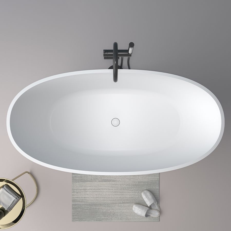 Stone Soaking Bath Antique Finish Oval Back to Wall Bath Tub