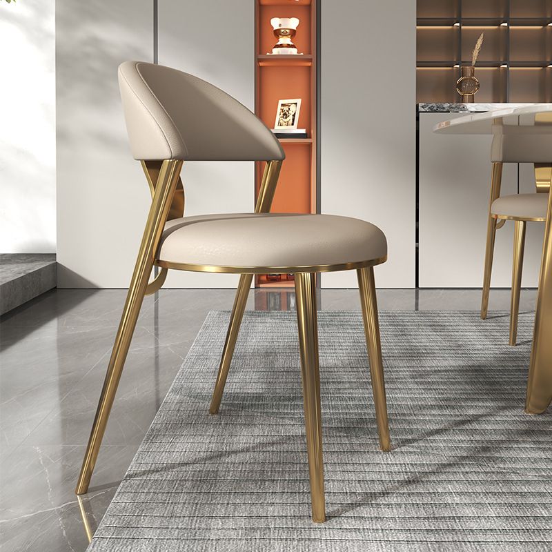 Dining Room Armless Side Chair Glam Faux Leather Dining Chair