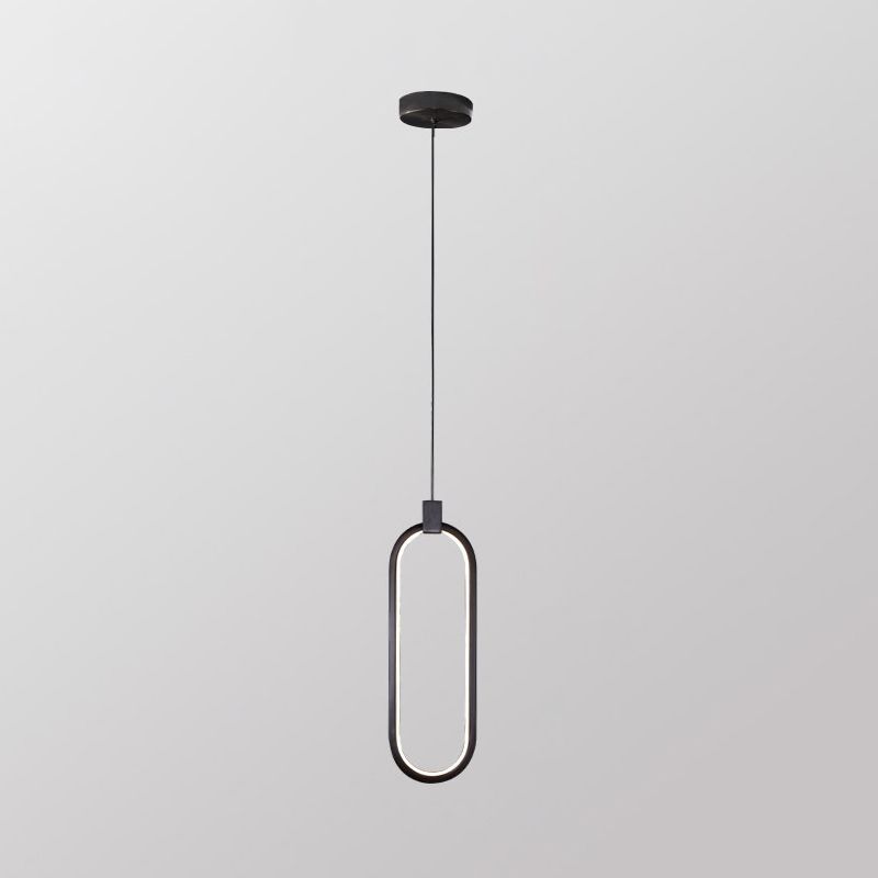 Oval Suspended Lighting Fixture Minimalist Style LED Metal Pendant Light Kit for Bedroom