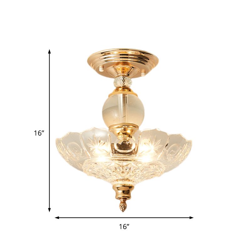 12 "/16" diámetro acampado semi flanpes de montura moderna 1 lámpara de techo ligera en negro/dorado con soportes de cristal