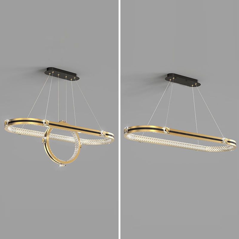 Postmodern Oblong LED Island Lighting Metallic Dining Room Suspension Lamp