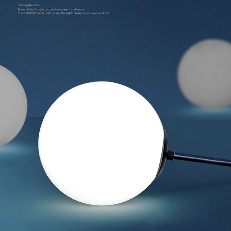 Minimalismo negro Candelera de vidrio Molecular Styling White Globe Shade Lámpara colgante para comedor
