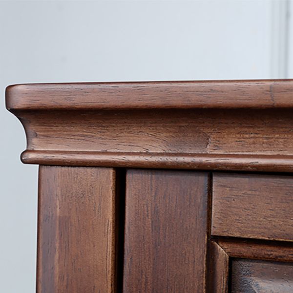 Mid-Century Modern Solid Wood Accent Chest with Drawers in Brown