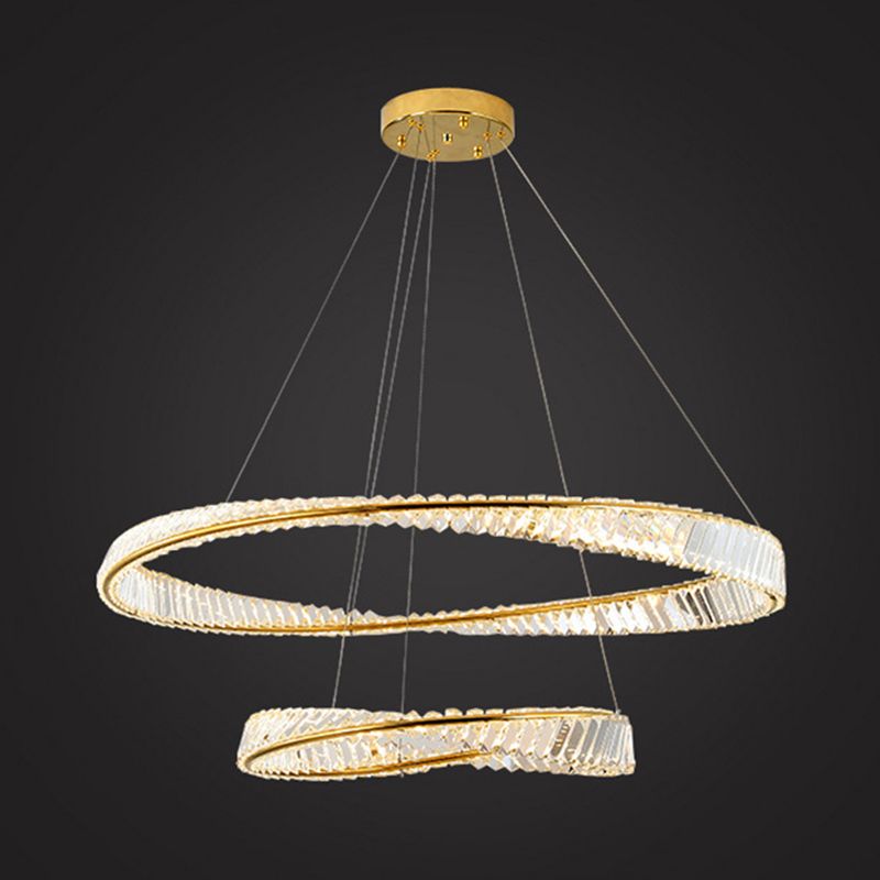 Ultra-modern Ring LED Chandelier Lamp Crystal Suspension Pendant Light for Restaurant