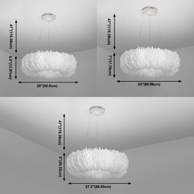 Verstellbare Kronleuchterleuchten moderner Kronleuchter -Anhängerlampe mit weißem Federschatten