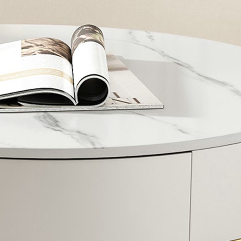 Gold Glass Top Coffee Table Set Frame Cocktail Table with Drawers