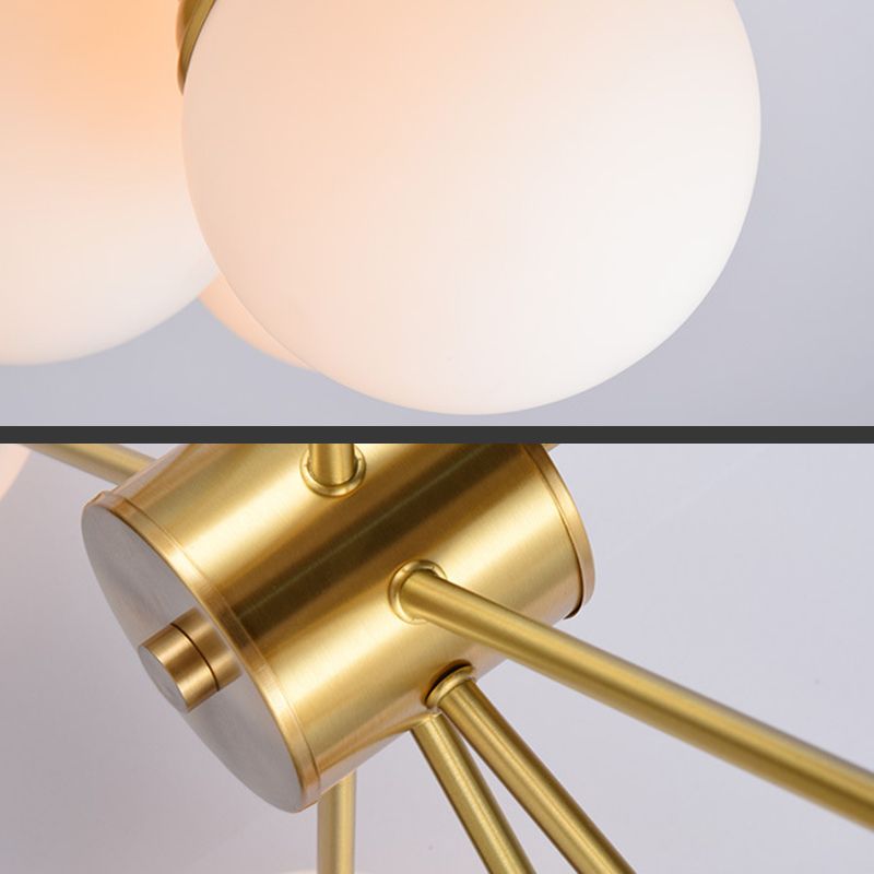 Nordic Simple Hanging Globe-Shaped Chandelier Pendant Light Milky Glass Ceiling Lights Fixture for Restaurant