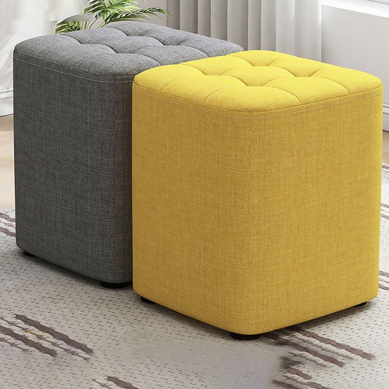 Square Pouf Ottoman Solid Color Tufted Fabric Fade Resistant Contemporary Pouf