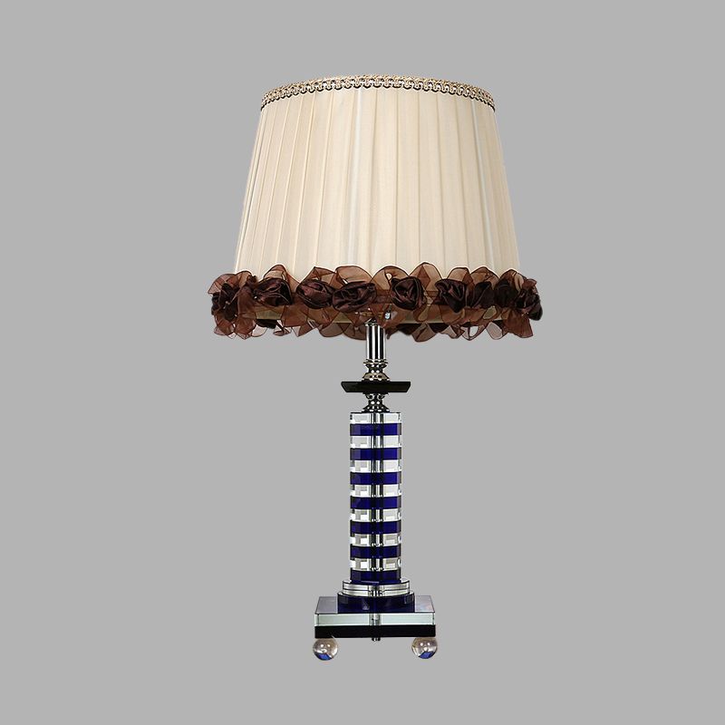 Crystal Beige Night Light Tower a forma di 1 Lampa da comodino in stile tradizionale Light per soggiorno