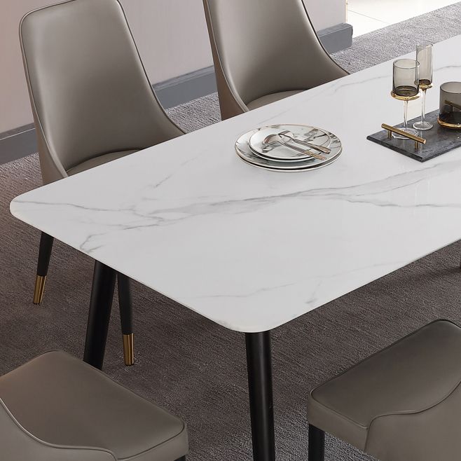 Estilo industrial Mesa de comedor de piedra sinterizada 4 Table de rectángulo base de piernas para el hogar