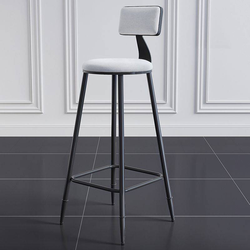 Modern Backrest Armless Counter Stool Iron Dining Room Bar Stool with Cushion and Pedal