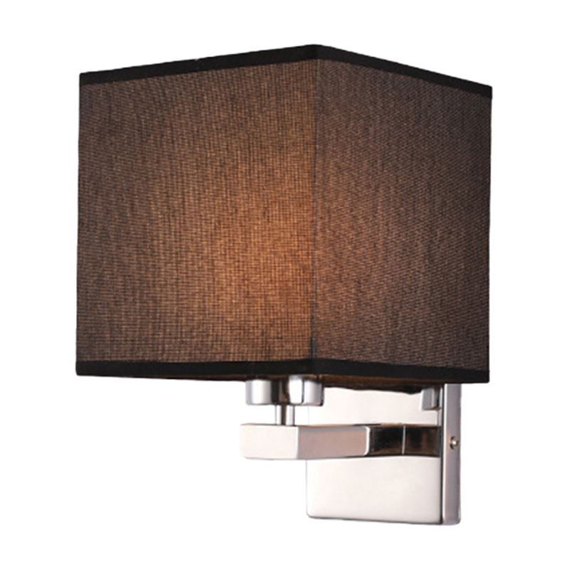 Beige/Flaxen/Coffee Cube Wall Light Nordic Style 1 Head Fabric Wall Mounted Light Fixture for Bedroom