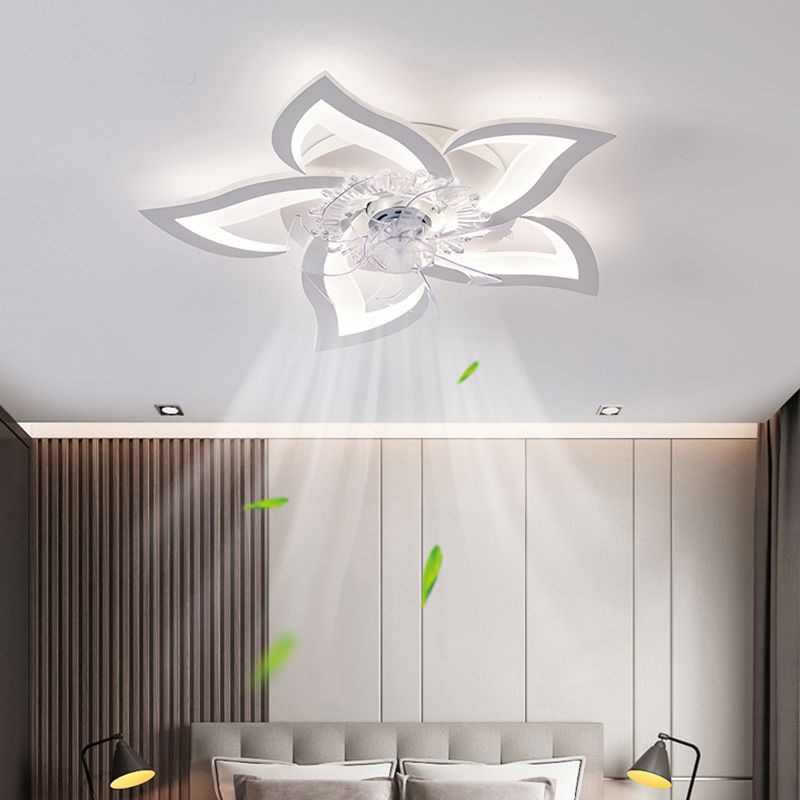 Nordic Style Iron Ceiling Fan Lamp Acrylic Shade LED Ceiling Fan Light for Living Room